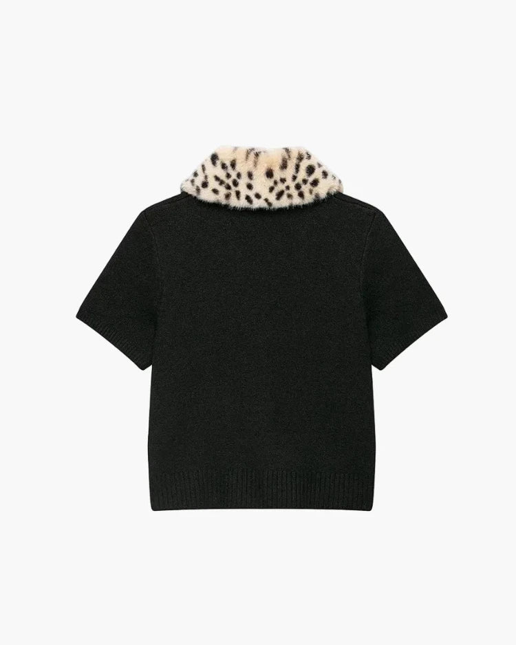 Top Cardigan in Maglia Bambi con Pelliccia Sintetica