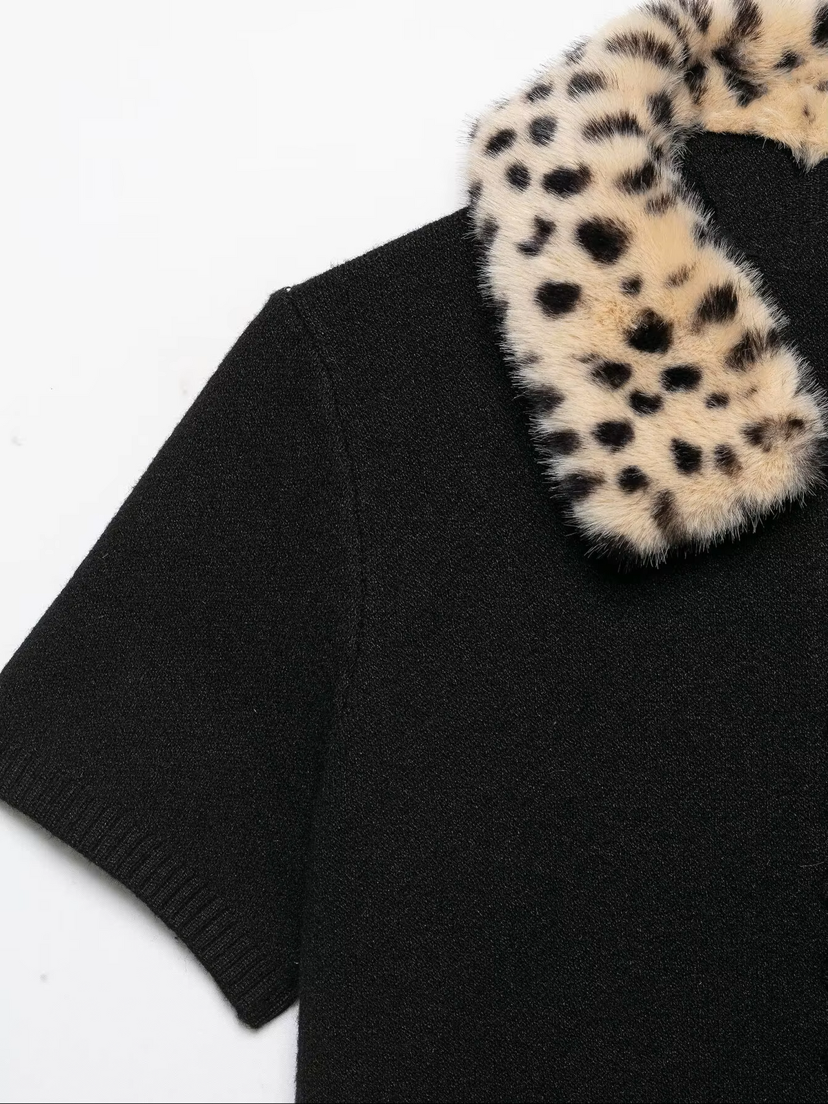 Top Cardigan in Maglia Bambi con Pelliccia Sintetica