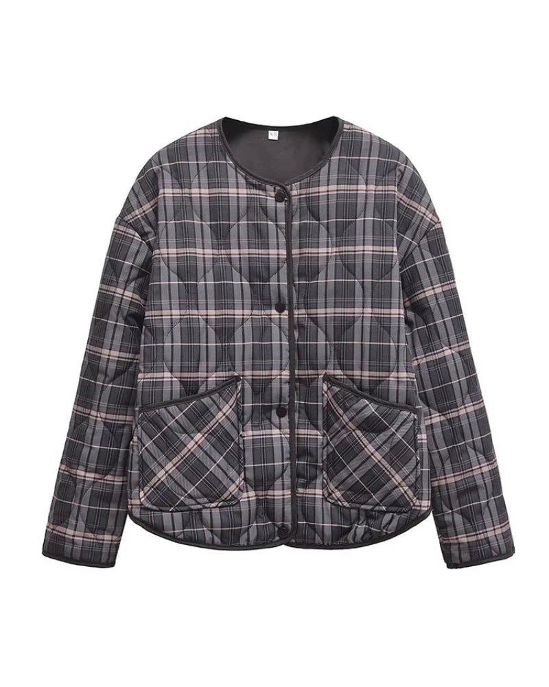 Casual Plaid Quilted Jacket