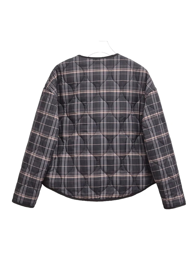 Casual Plaid Quilted Jacket