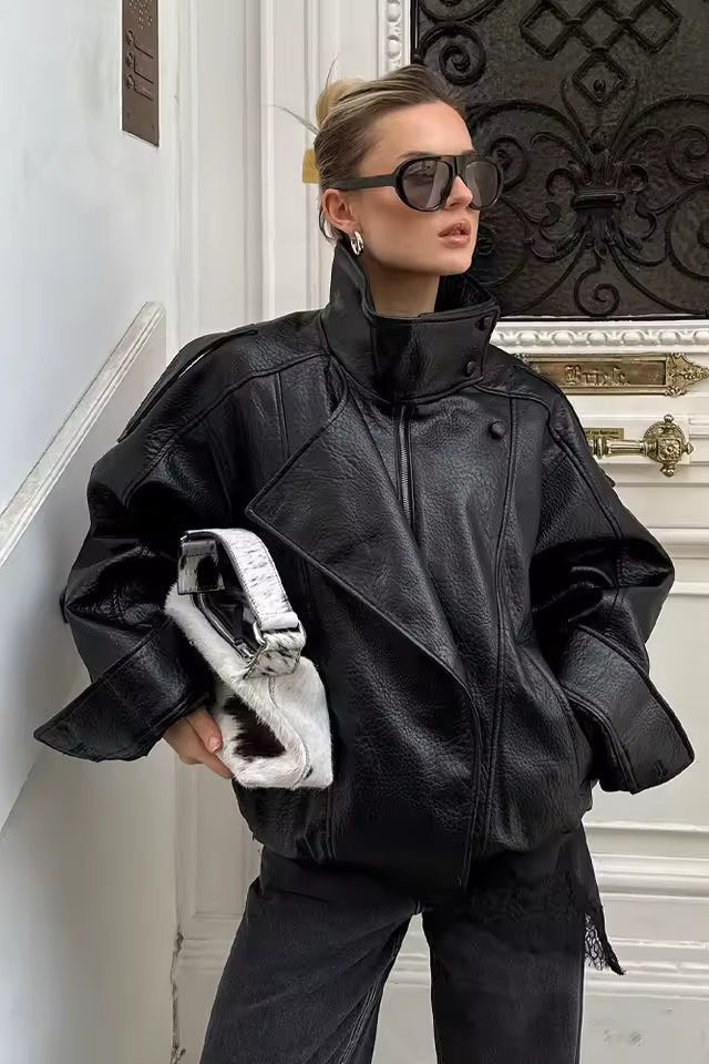 OLANE Asymmetric Button Pocket Jacket BlackMWomen's Coats & Jackets