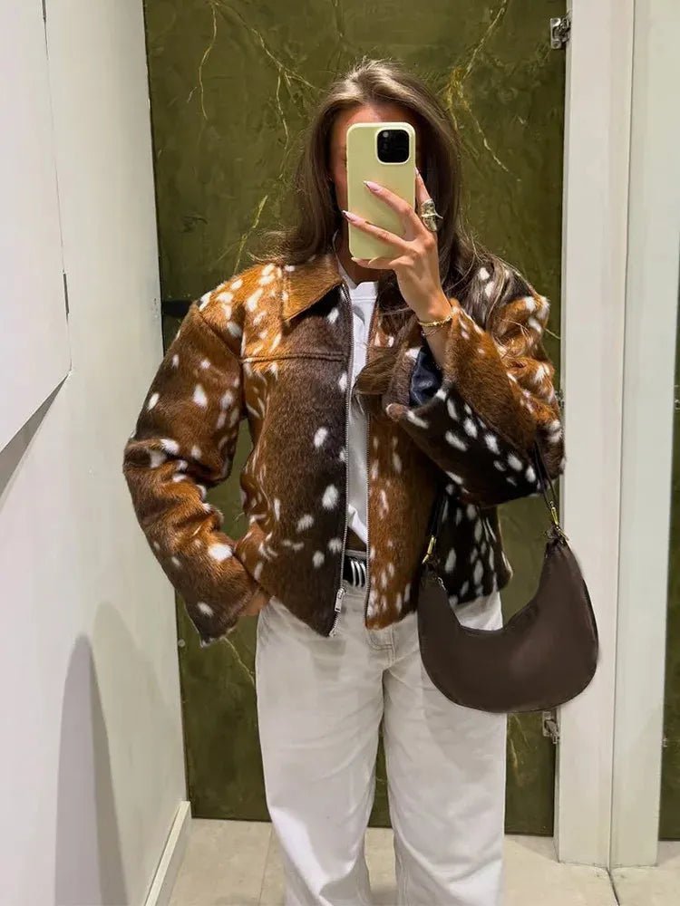 Bambi Kunstfelljacke und Shorts Set