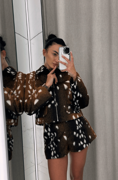 OLANE Bambi Faux Fur Jacket and Shorts Set Set (Jacket+Short)LWomen's Sets