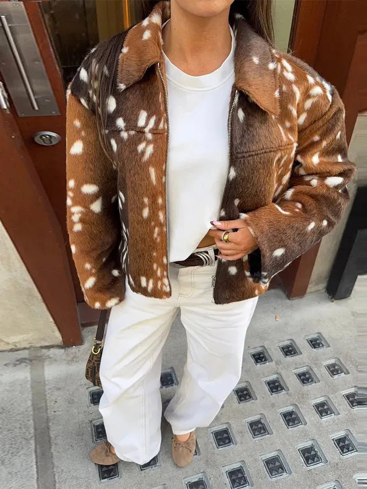 Bambi Kunstfelljacke und Shorts Set
