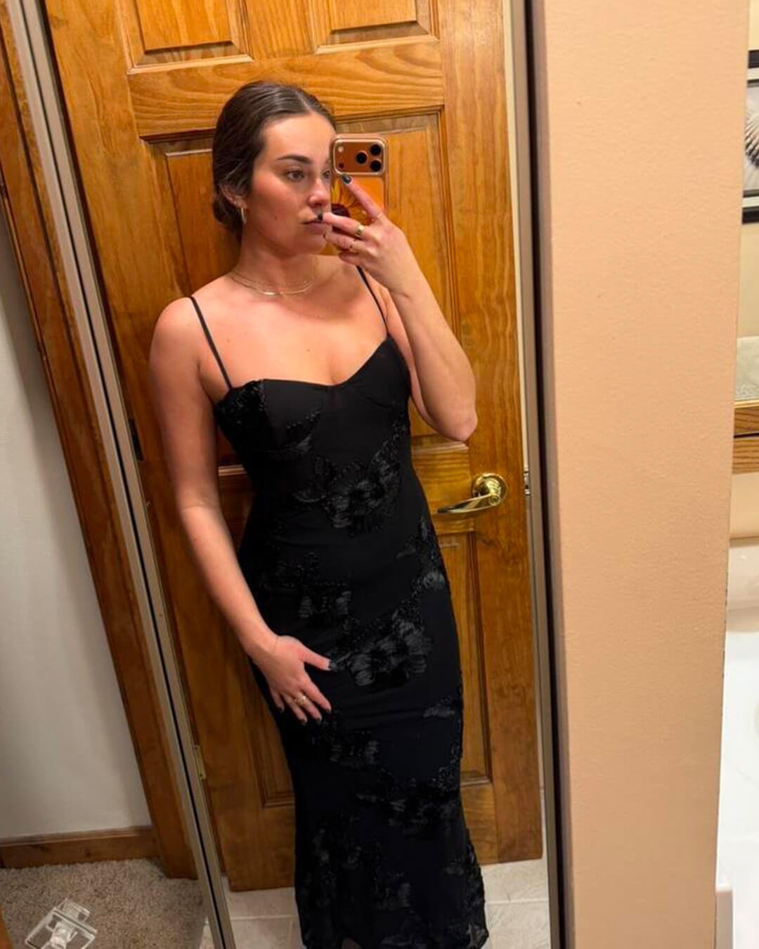 OLANE Bodycon Appliqué Tie-Back Evening Gown BlackXSWomen’s Dresses