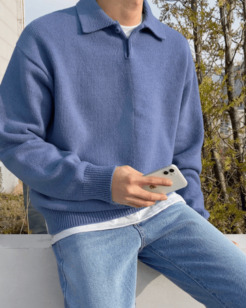 Agasta – Langärmliger Herren-Polopullover aus weichem Feinstrick