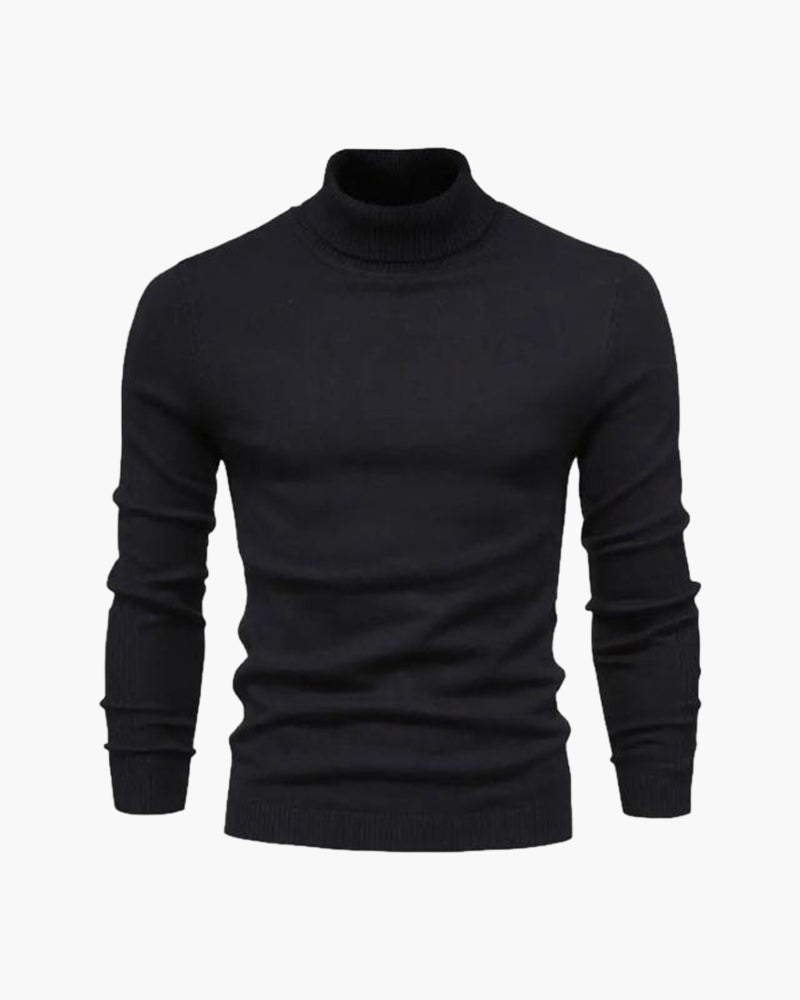 Olane Brand Men's Slim Fit Turtleneck Sweater - Elegant Beige Fine Knit for Business & Leisure BlackSMen's Sweaters