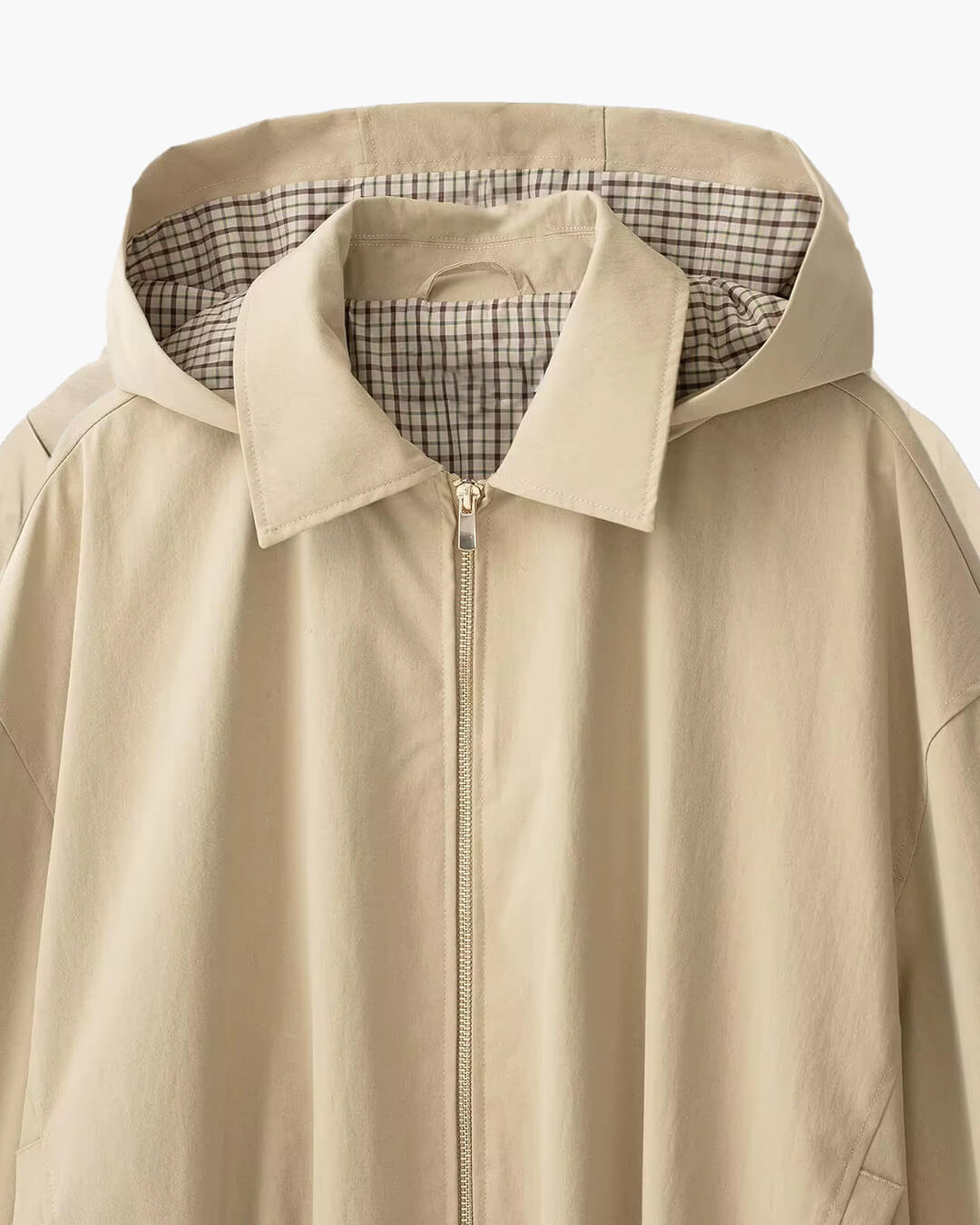 OLANE Casual Hooded Zip-Up Jacket BeigeSWomen's Coats & Jackets