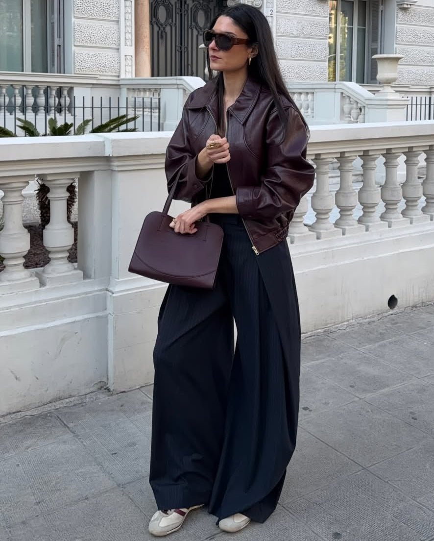 OLANE Classic Faux Leather Lapel Jacket WineLJacket