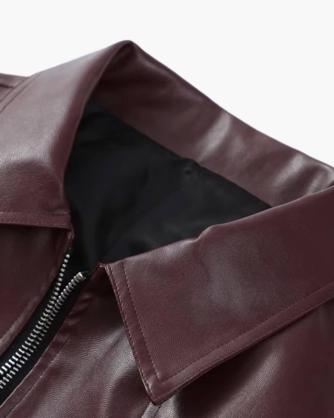 OLANE Classic Faux Leather Lapel Jacket WineSJacket