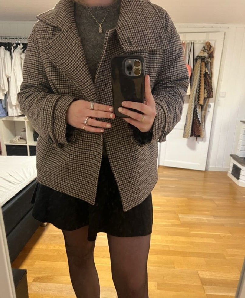 OLANE Classic Houndstooth Buttoned Collar Jacket MWomen's Coats & Jackets