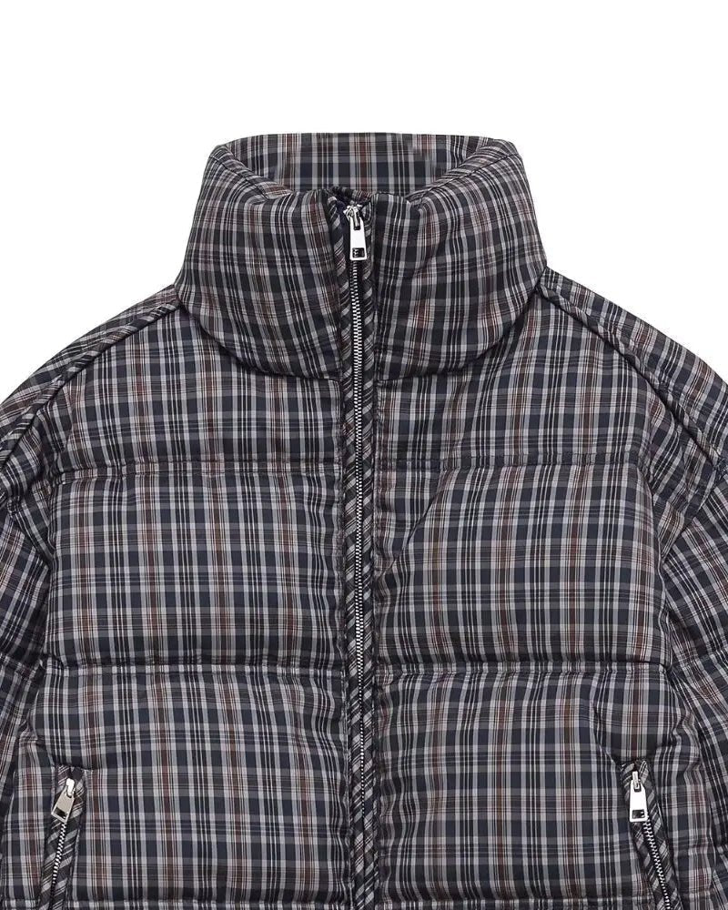 OLANE Classic Plaid High Neck Puffer Jacket LJacket