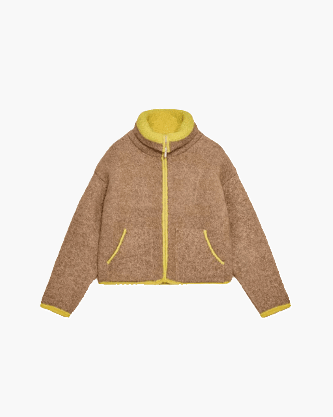 Strickjacke mit Kontrastbesatz und Reißverschluss