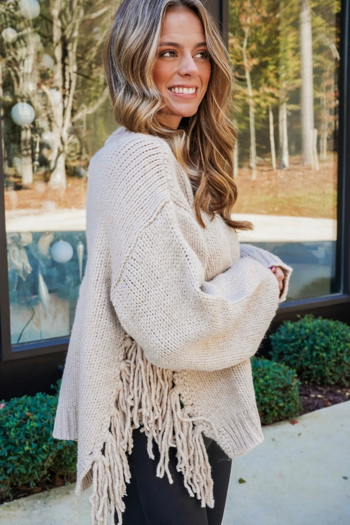 Gemütlicher Oversized-Strickpullover mit Quasten