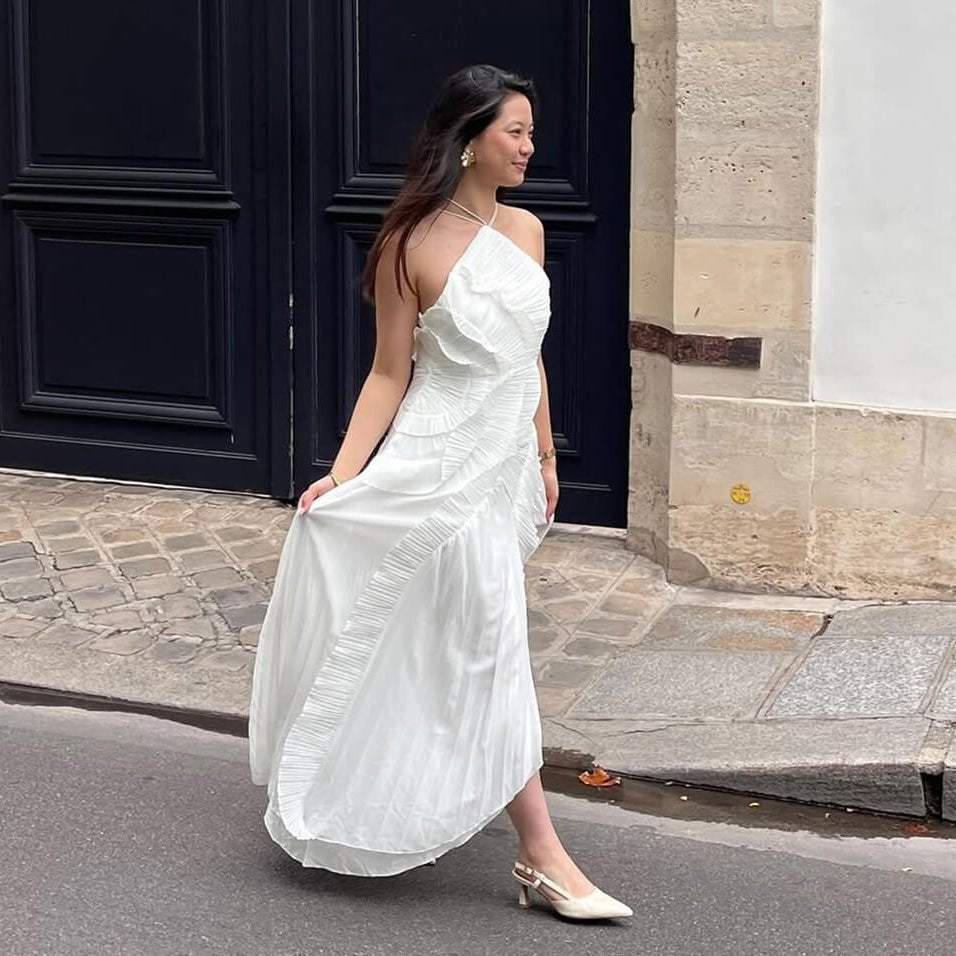 Crissa – Neckholder-Kleid aus Tüll mit Rüschen