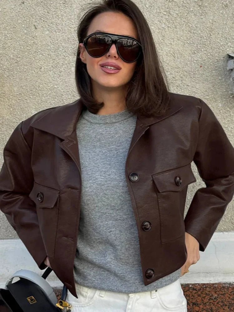 Ella Cropped Faux Leather Jacket