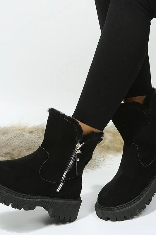 OLANE Faux Suede Boots Black36Women's Shoes
