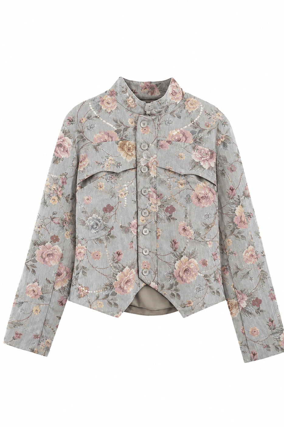 OLANE Floral Vintage Jacquard Cropped Jacket XSWomen's Coats & Jackets