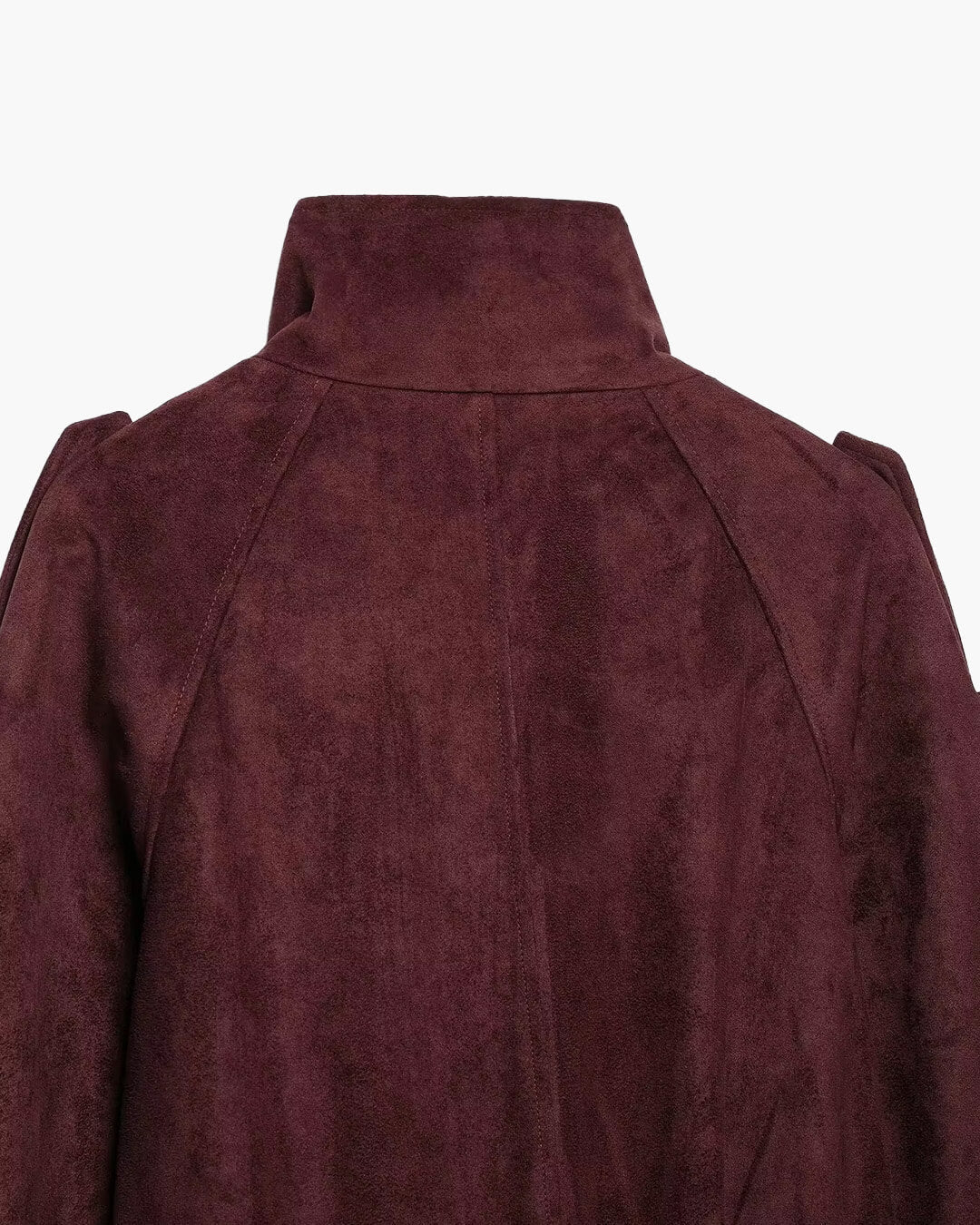 Jacke aus Wildlederimitat mit hohem Kragen und Gürtel