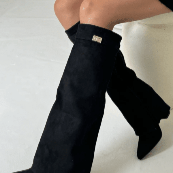 OLANE High Faux Suede Ankle Boots Black Suede35Women's Shoes