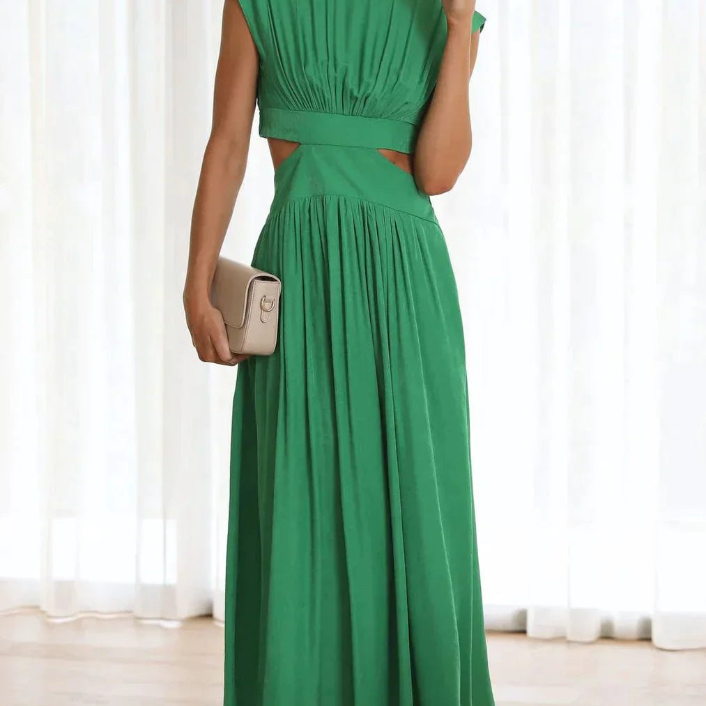 Midikleid mit Stehkragen und Cut-Out