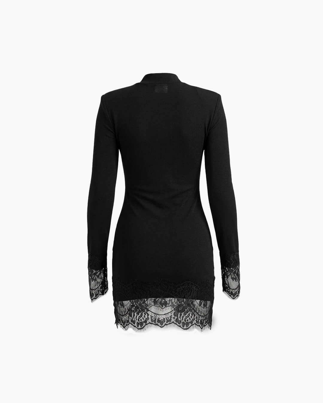 Hochgeschlossenes Spitzenminikleid mit Schlüssellochausschnitt