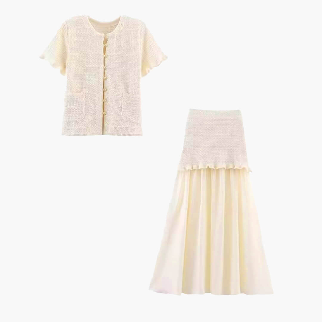 Julie – Set aus Stricktop und Plisseerock