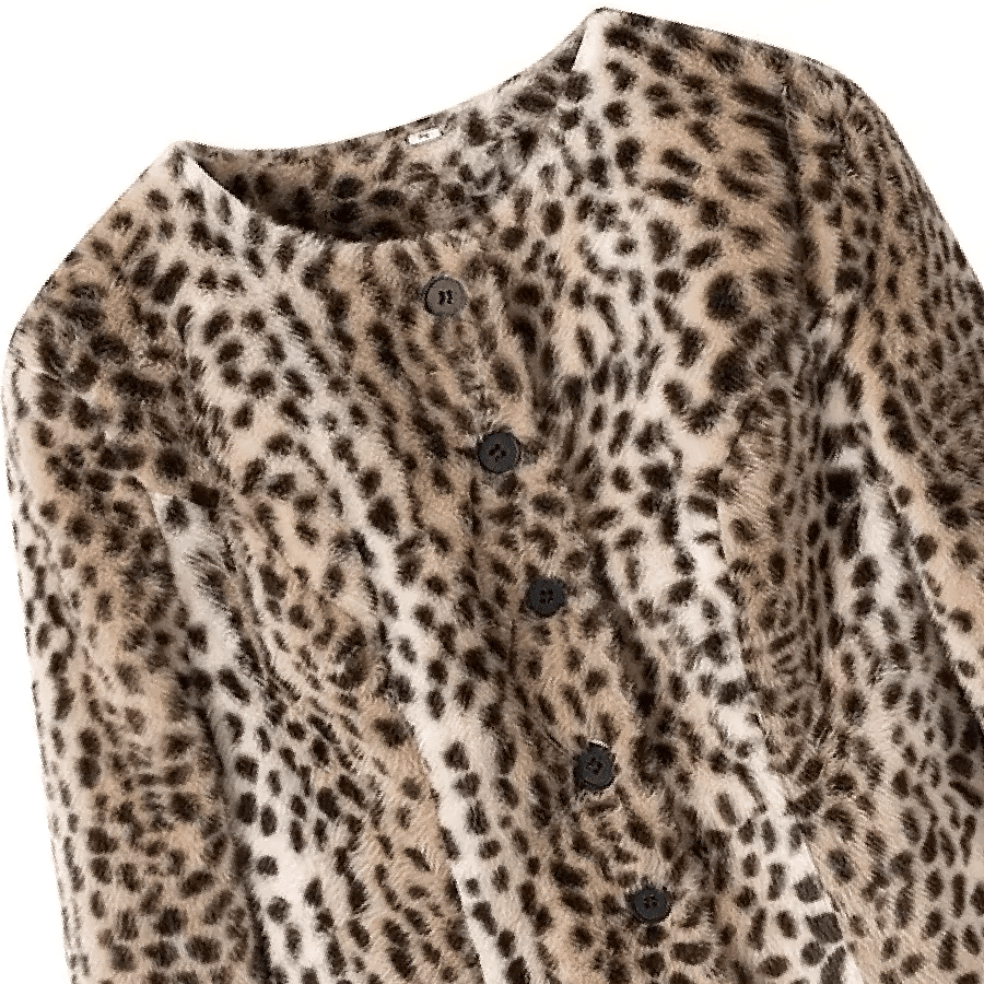 OLANE Leopard Faux Fur Cropped Jacket SWomen's Jackets & Coats