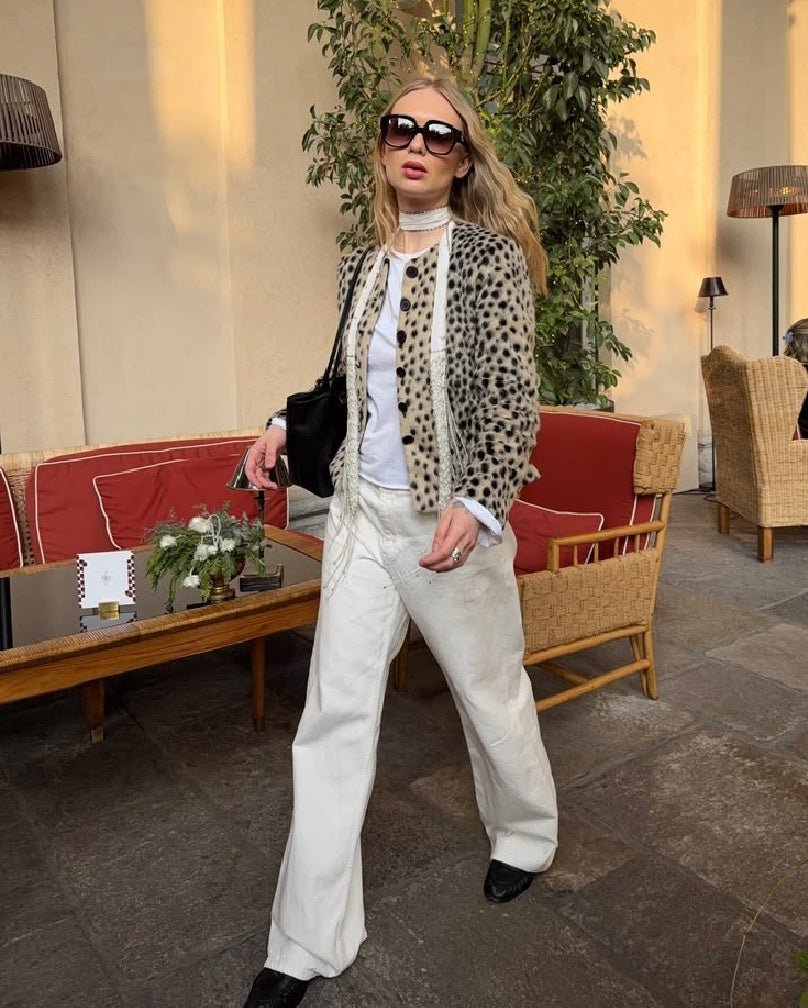 OLANE Leopard Faux Fur Cropped Jacket SWomen's Jackets & Coats