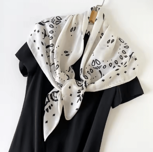 OLANE Lightweight Paisley Knitted Bandana Scarf WhiteOne sizeWomen's Accessories