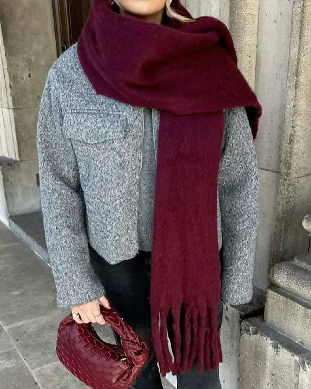 OLANE Lightweight Tasseled Winter Scarf GreyAccessories