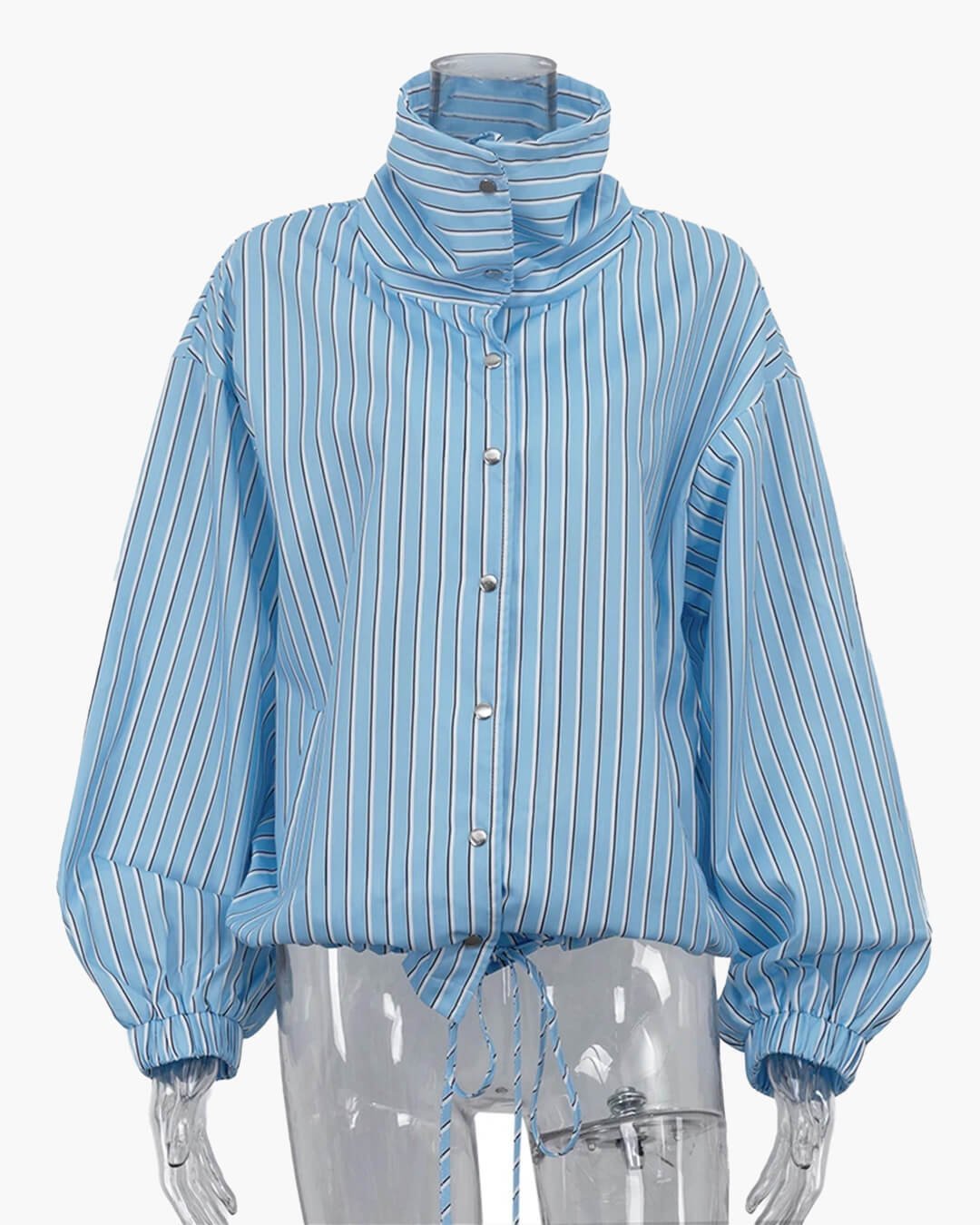 Langärmliges gestreiftes Shirt mit hohem Kragen