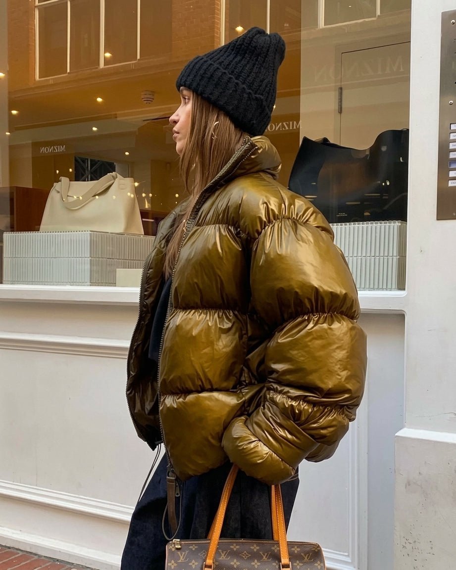OLANE Monica Shiny Puffer Jacket BlueSWomen's Coats & Jackets