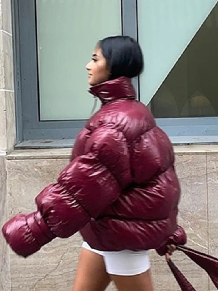 OLANE Monica Shiny Puffer Jacket RedLWomen's Coats & Jackets