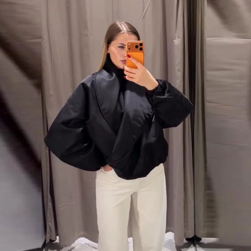 OLANE Oversized Padded Bomber Jacket BlackMJacket