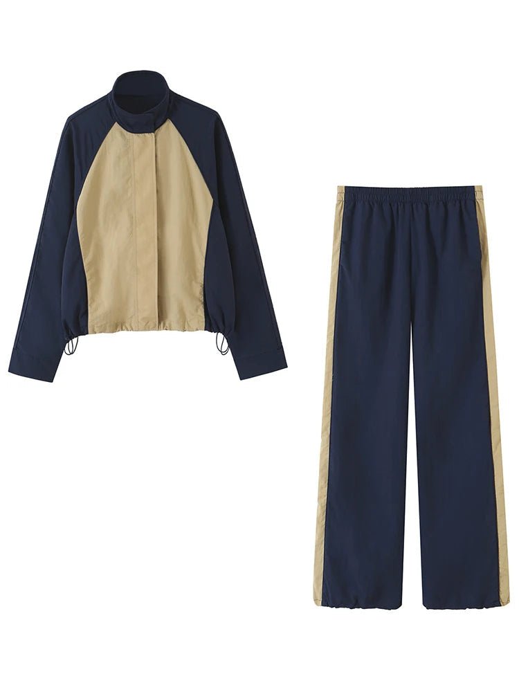 OLANE Patchwork High Neck Tracksuit Set LJumpsuit