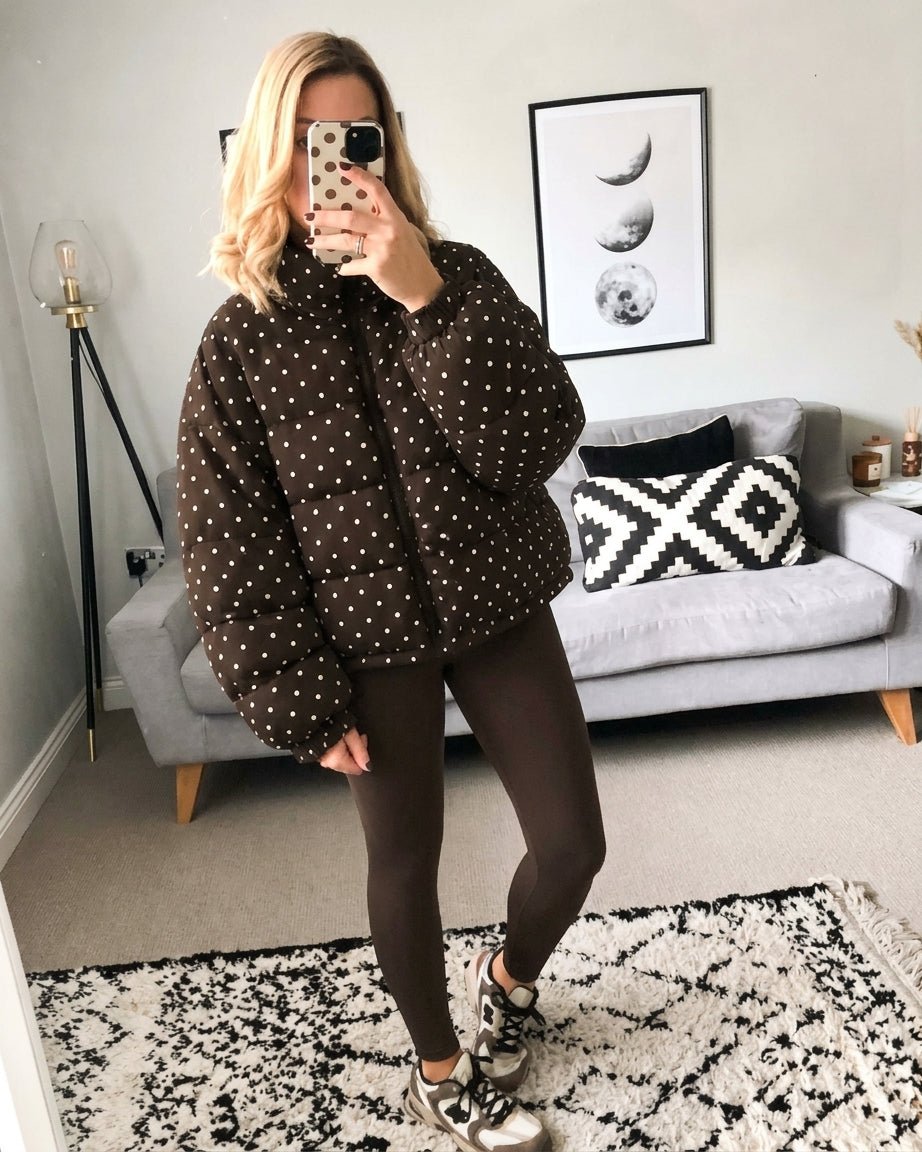 OLANE Polka Dot Cropped Puffer Jacket SJacket