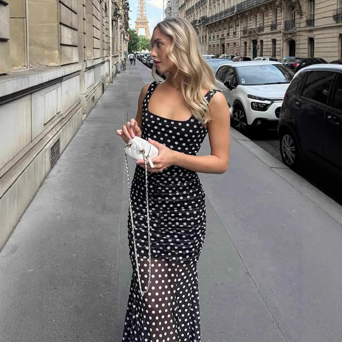 OLANE Psychedelic Swirl Bodycon Dress BlackSWomen's Dresses