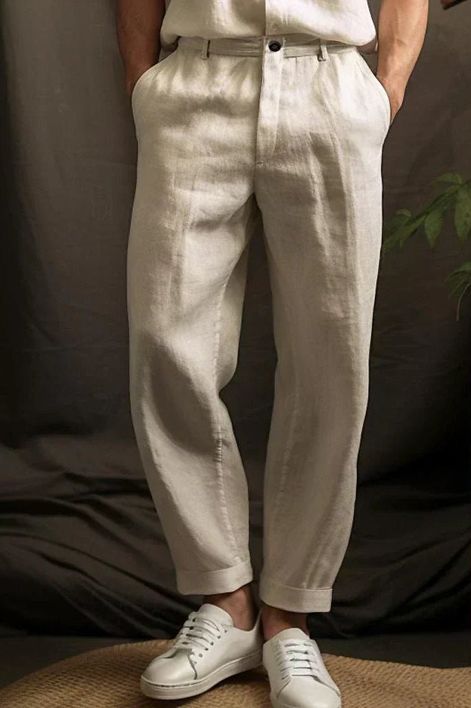 OLANE Relaxed Fit Tailored Trousers BeigeSMen's Bottoms