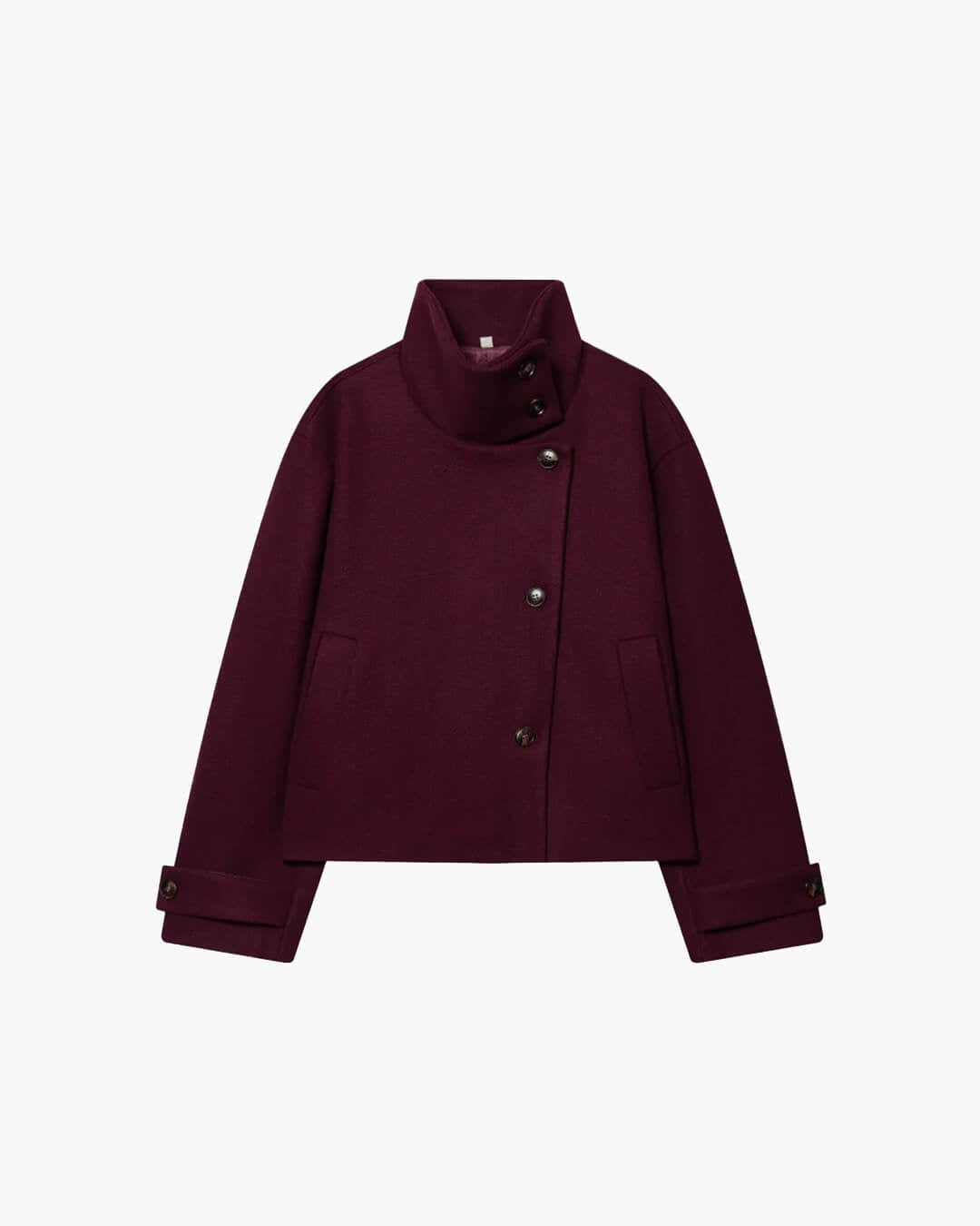OLANE Rose Buckle Stand Collar Coat RedXSCoat