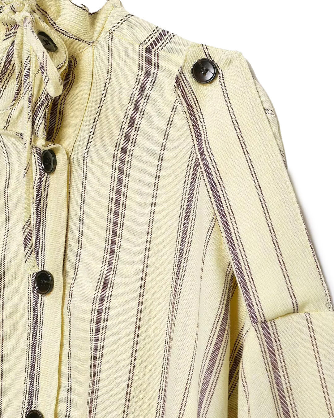 OLANE Ruffles Stand Collar Striped Jacket LWomen's Coats & Jackets