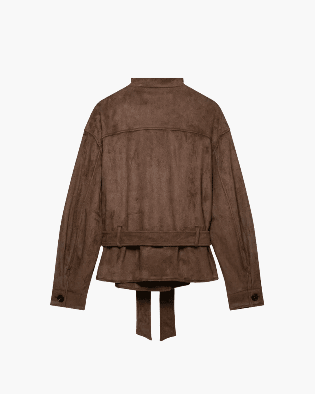 OLANE Single Breasted Faux Suede Lace Up Jacket BrownLWomen's Coats & Jackets