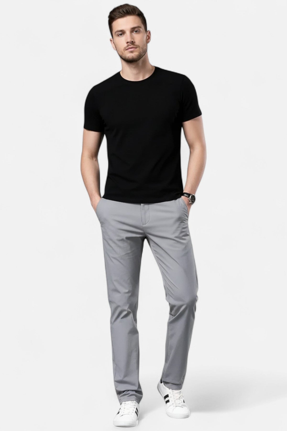 OLANE Slim - Fit Stretch Cotton Chinos GreyMMen's Bottoms