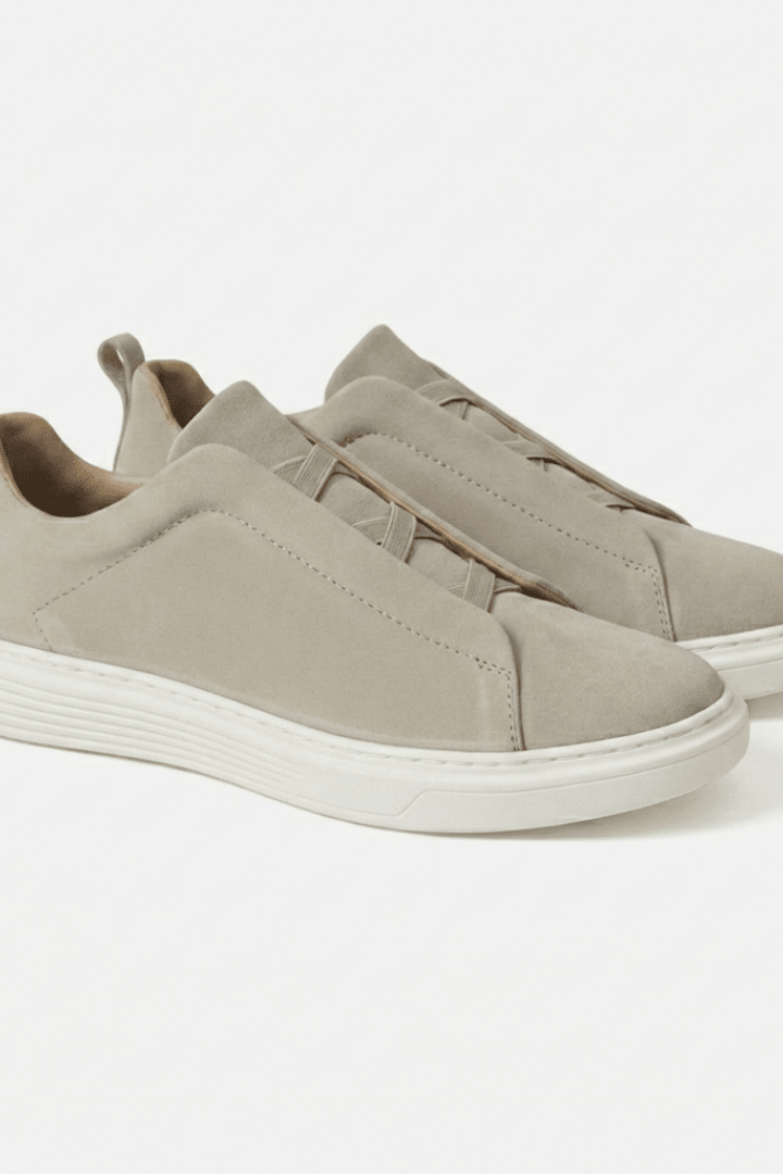 OLANE Slip - On Triple Stitch Suede Sneakers Beige38Men's Shoes