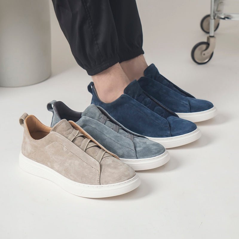 OLANE Slip - On Triple Stitch Suede Sneakers Black37Men's Shoes