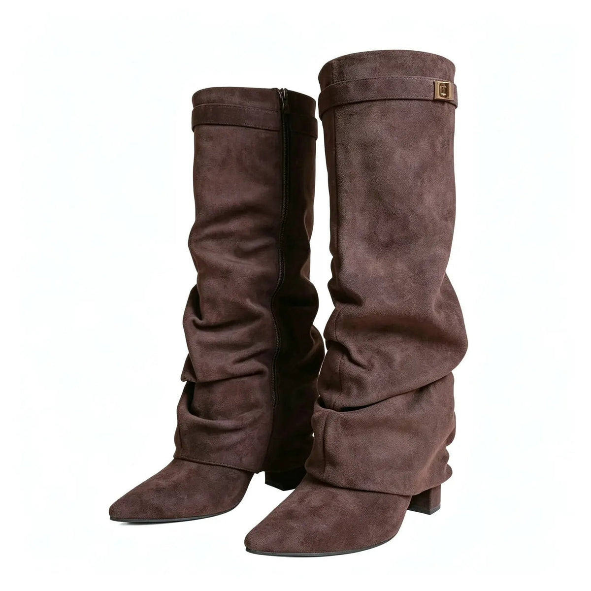 OLANE Slouchy Faux Suede Knee High Boots Brown34Boots