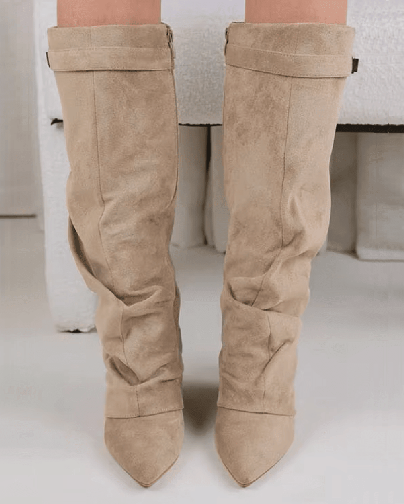 OLANE Slouchy Faux Suede Knee High Boots Brown34Boots