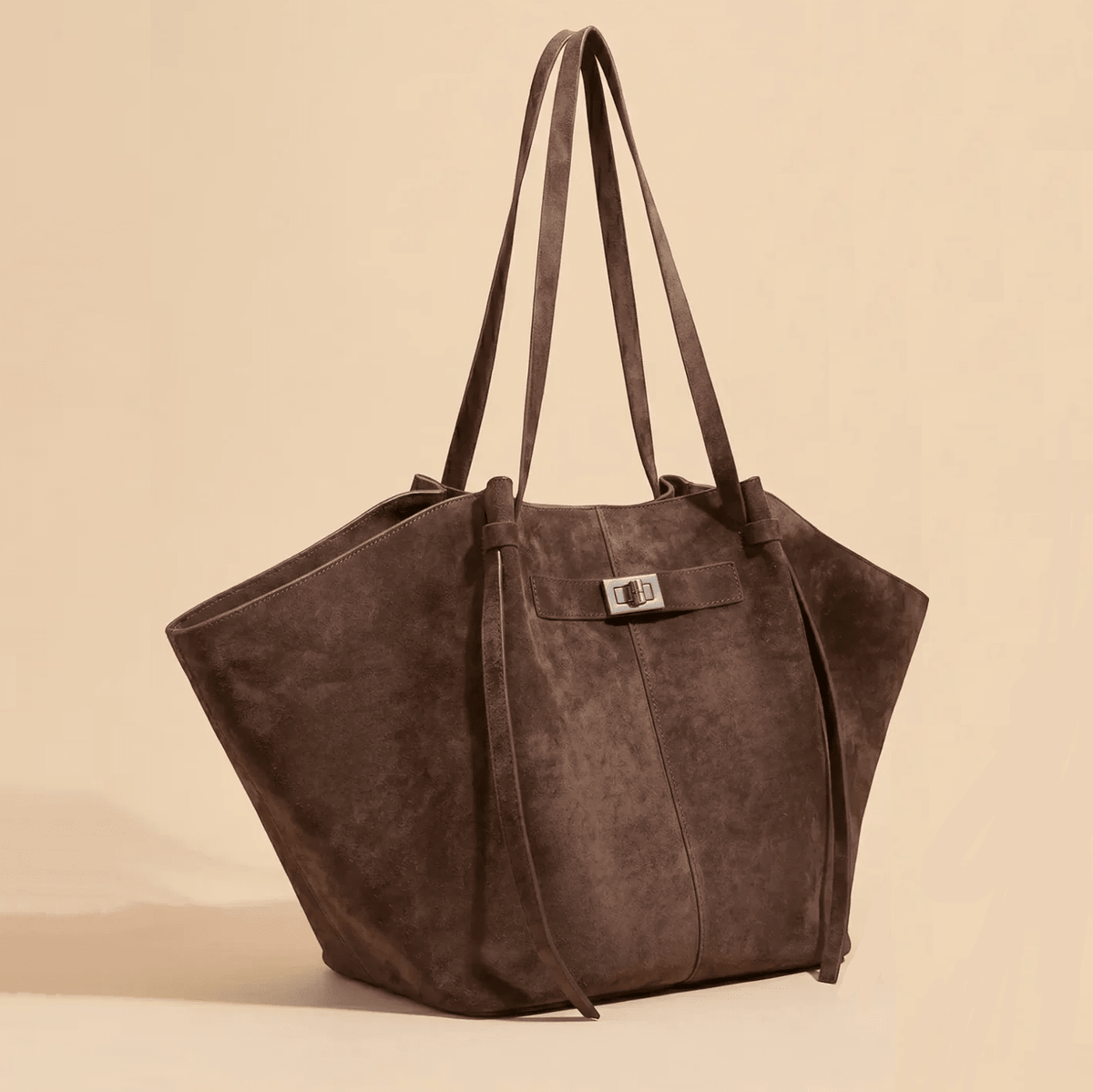 OLANE Spacious Bat-Wing Suede Tote Bag BrownWomen's Handbags