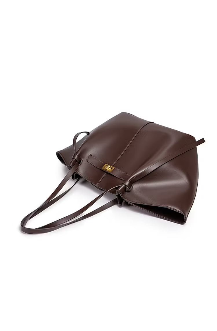 OLANE Spacious Vegan Leather Shopper Bag BrownRegularBag