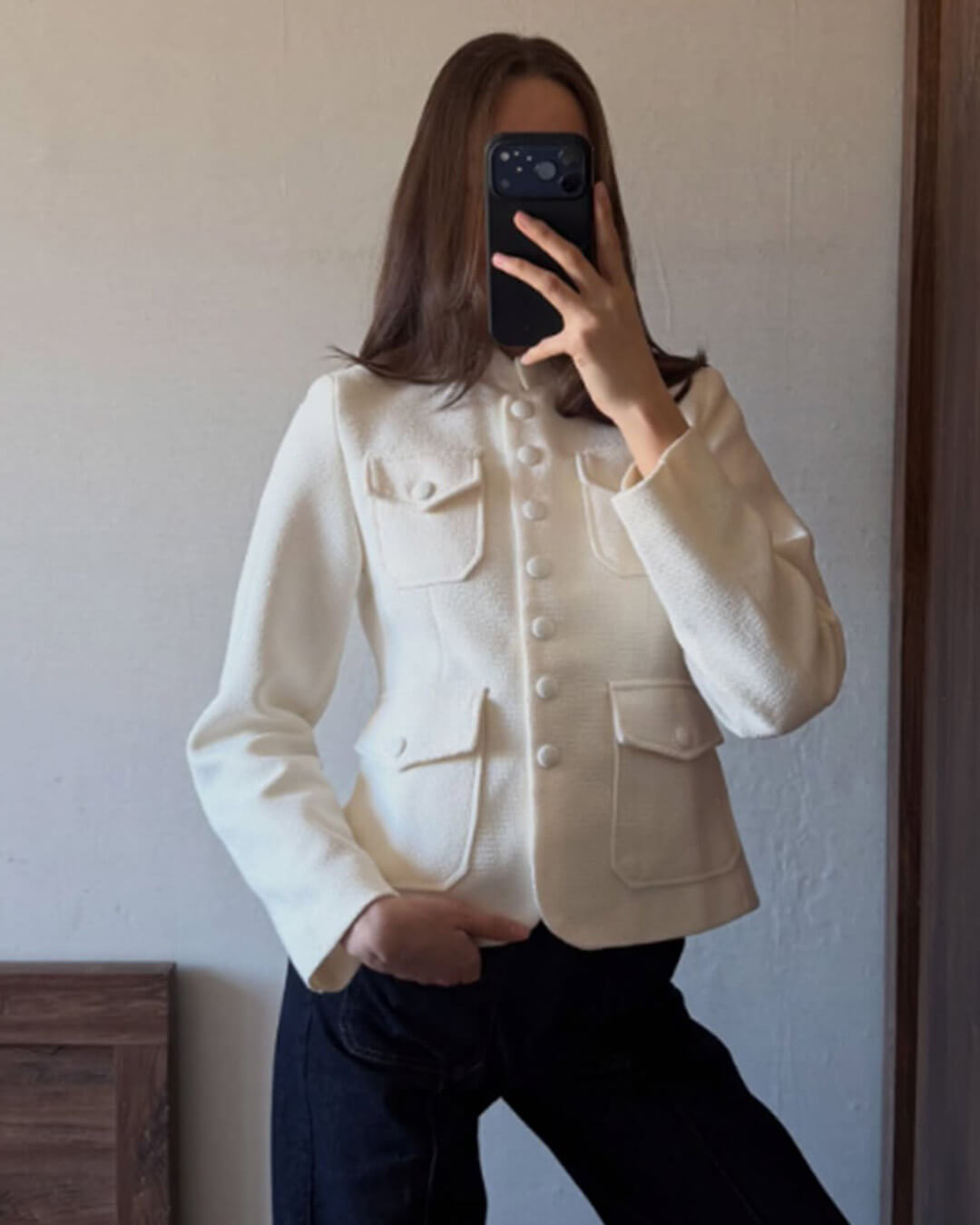 OLANE Stand Collar Blazer with Flap Pockets LWomen's Coats & Jackets